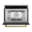 ZLINE Autograph Edition 24-Inch  Microwave Oven in Satin Stainless Steel with Gold Accents (MWOZ-24-SS-G)