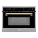ZLINE Autograph Edition 24-Inch  Microwave Oven in Satin Stainless Steel with Gold Accents (MWOZ-24-SS-G)