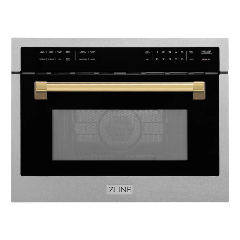 ZLINE Autograph Edition 24-Inch  Microwave Oven in DuraSnow Stainless with Gold Accents (MWOZ-24-SS-G)