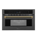 ZLINE Autograph 30-Inch Microwave Oven in Black Stainless Steel and Polished Gold Helix Handle (MWOZ-30-BS-KG)