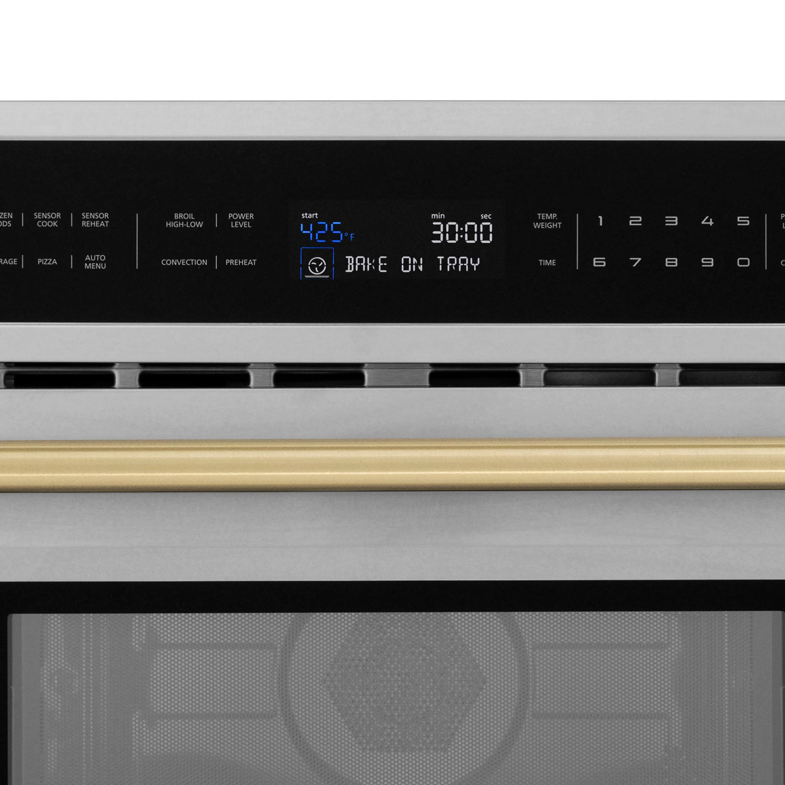 Single wall oven control panel with digital display and touch buttons