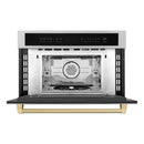 ZLINE Autograph Edition 2-Piece Appliance Package - 30-Inch Single Wall Oven with Self-Clean and 30-inch Built-In Microwave Oven in Stainless Steel with Champagne Bronze Trim