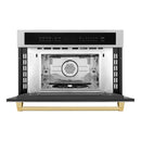 ZLINE Autograph Edition 2-Piece Appliance Package - 30-Inch Single Wall Oven with Self-Clean and 30-inch Built-In Microwave Oven in Stainless Steel with Gold Trim