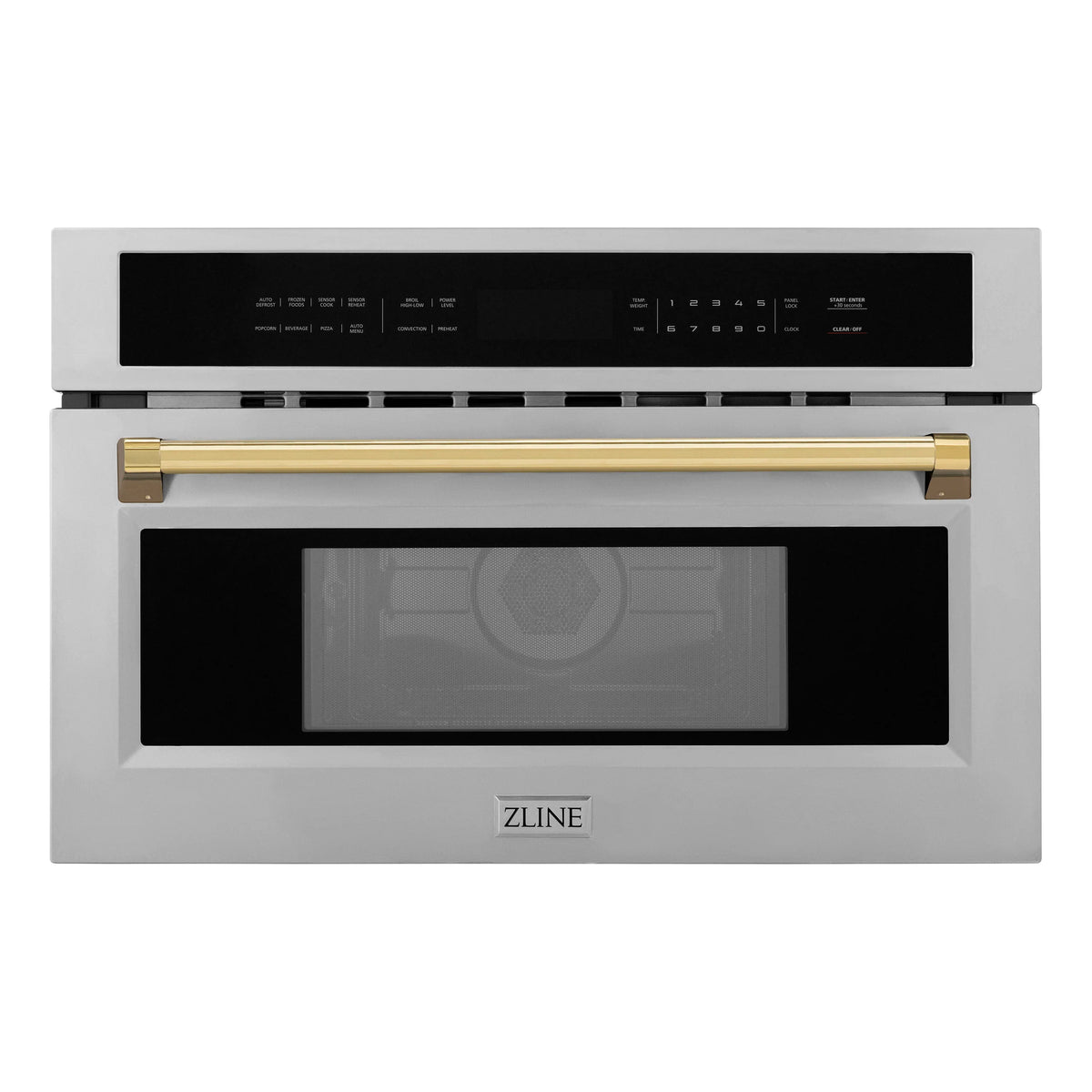 ZLINE Autograph Edition 30-Inch 1.6 cu ft. Built-in Convection Microwave Oven in Stainless Steel with Gold Accents (MWOZ-30-G)