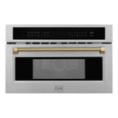 ZLINE Autograph 30-Inch Microwave Oven in Stainless Steel and Champagne Bronze Helix Handle (MWOZ-30-KCB)