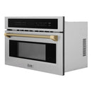 ZLINE Autograph 30-Inch Microwave Oven in Stainless Steel and Champagne Bronze Helix Handle (MWOZ-30-KCB)