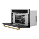 ZLINE Autograph 30-Inch Microwave Oven in Stainless Steel and Polished Gold Helix Handle (MWOZ-30-KG)