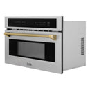 ZLINE Autograph 30-Inch Microwave Oven in Stainless Steel and Polished Gold Helix Handle (MWOZ-30-KG)