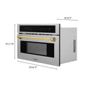 ZLINE Autograph Edition 2-Piece Appliance Package - 30-Inch Single Wall Oven with Self-Clean and 30-inch Built-In Microwave Oven in Satin Stainless Steel with Gold Trim