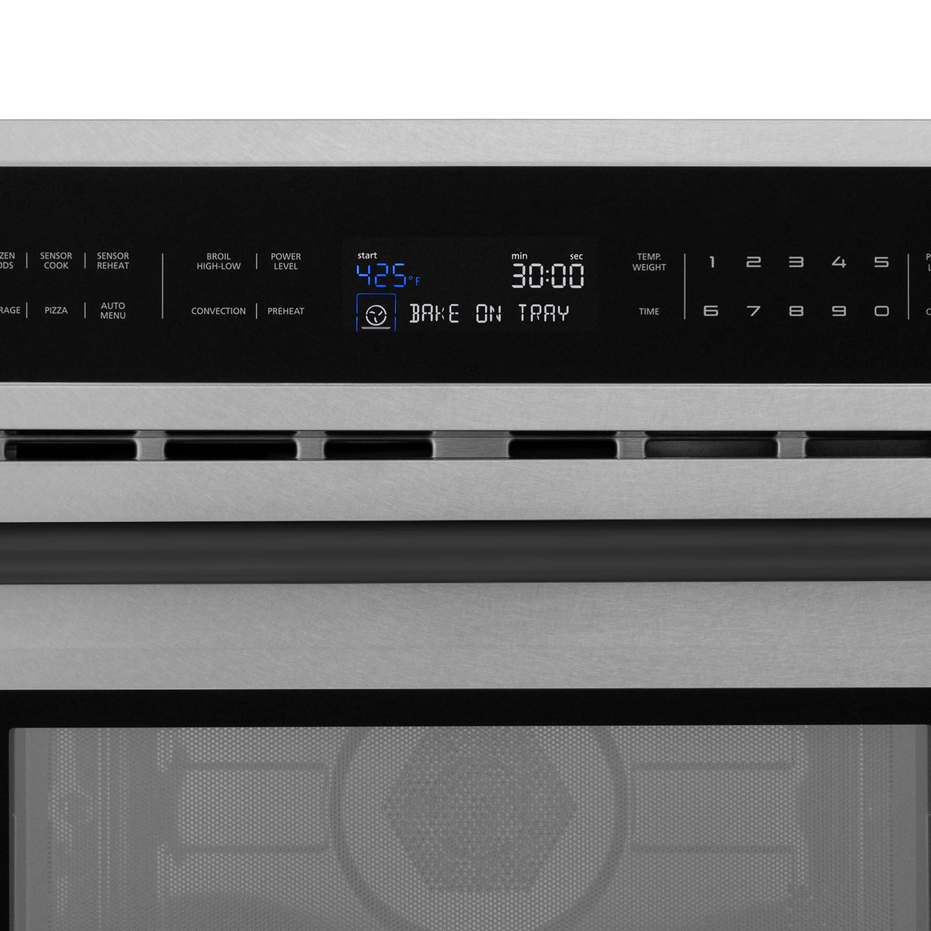 Built-in oven control panel with digital display and time and temperature settings