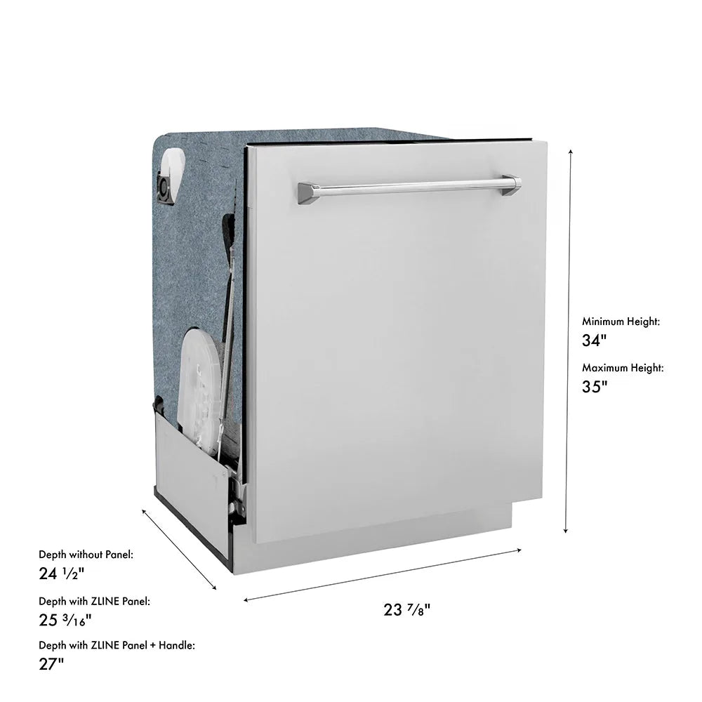 ZLINE 24-Inch Monument Series 3rd Rack Top Touch Control Dishwasher in Stainless Steel with Stainless Steel Tub, 44dBa