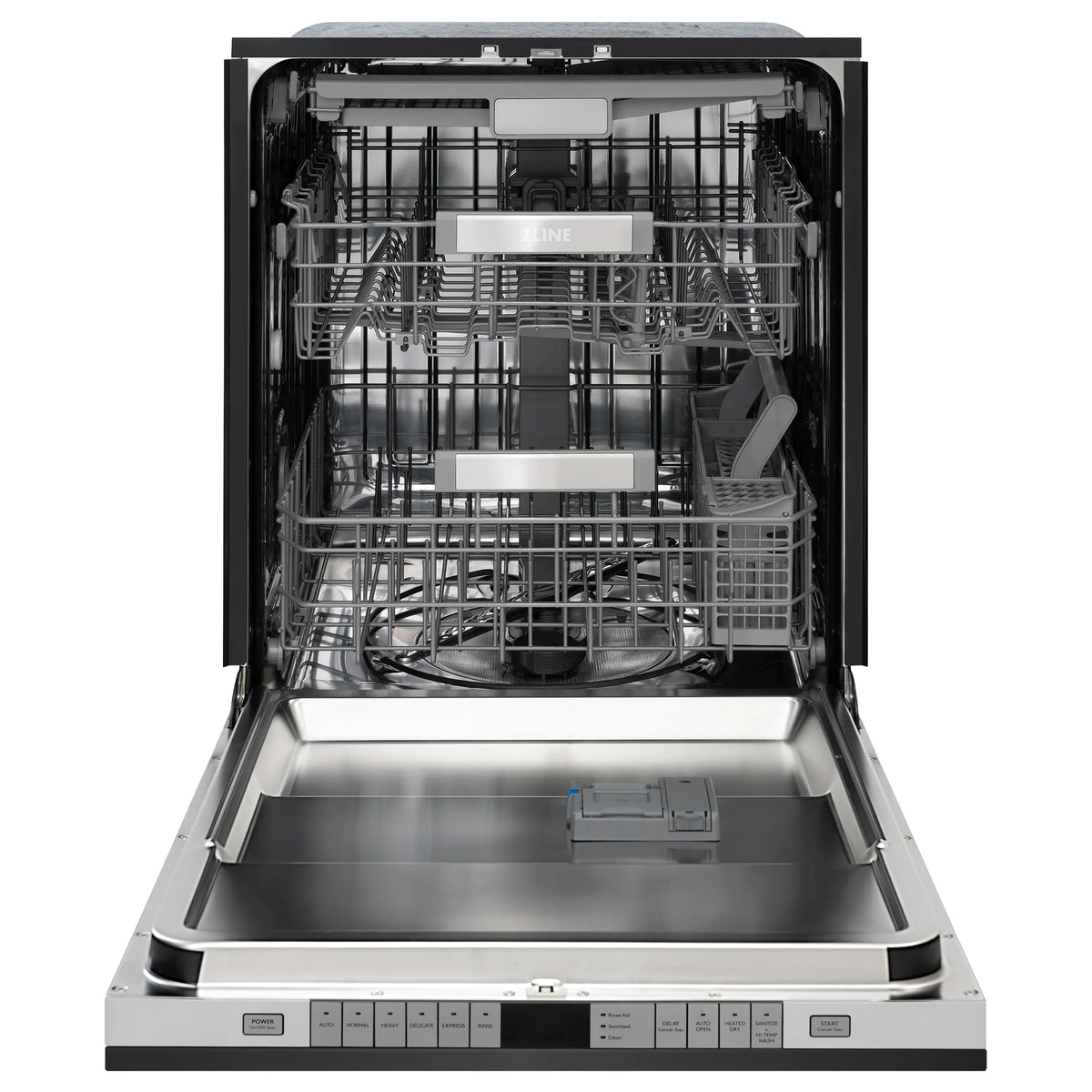 ZLINE 24-Inch Monument Series 3rd Rack Top Touch Control Dishwasher in Black Stainless Steel with Stainless Steel Tub, 44dBa (DWMT-BS-24)