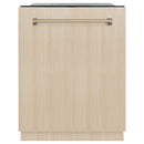 ZLINE Autograph Edition 24-Inch Monument Series 3rd Rack Top Touch Control Tall Tub Dishwasher in Custom Panel Ready with Champagne Bronze Handle (DWMTZ-24-CB)