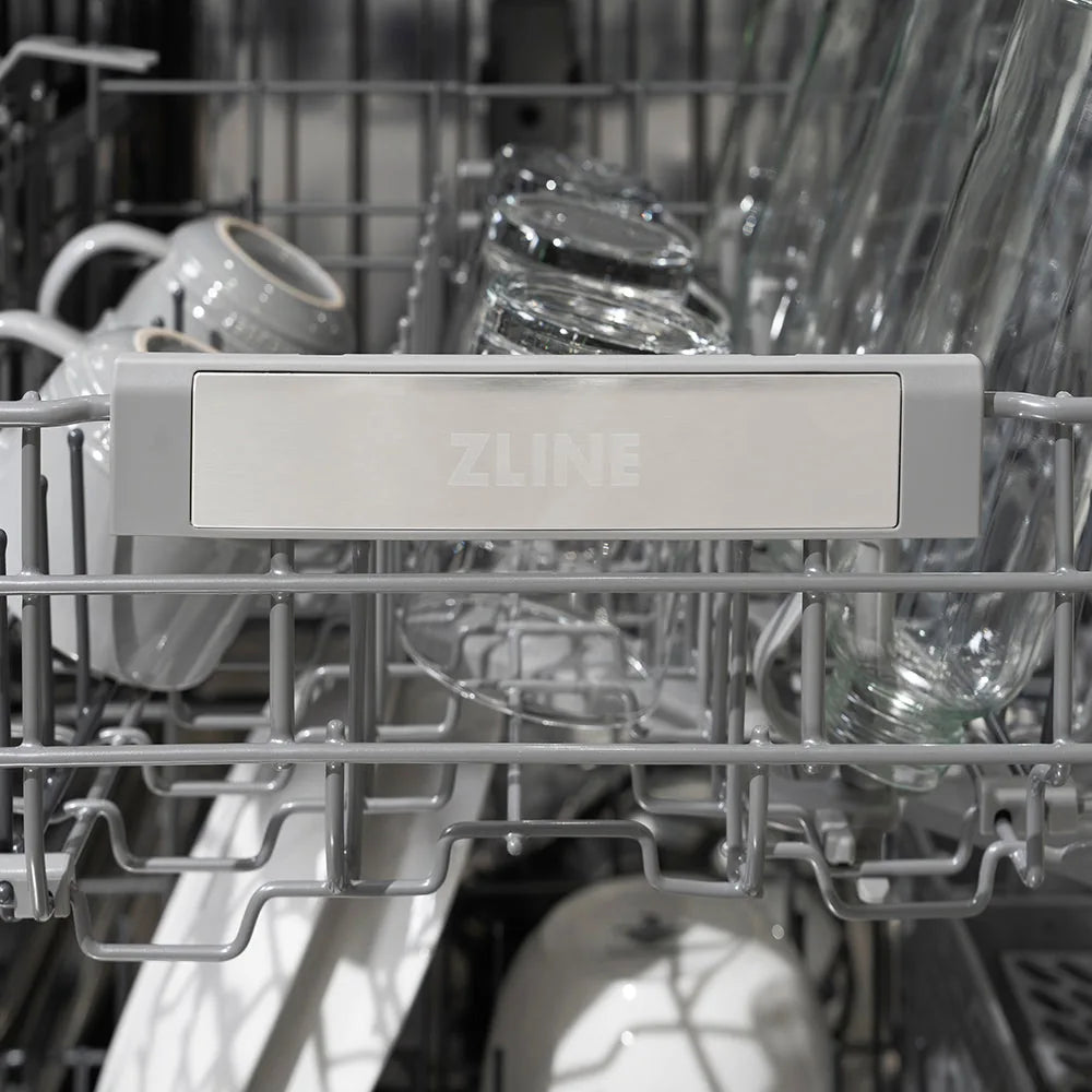 ZLINE Autograph Edition 24-Inch Monument Series 3rd Rack Top Touch Control Tall Tub Dishwasher in Custom Panel Ready with Gold Handle