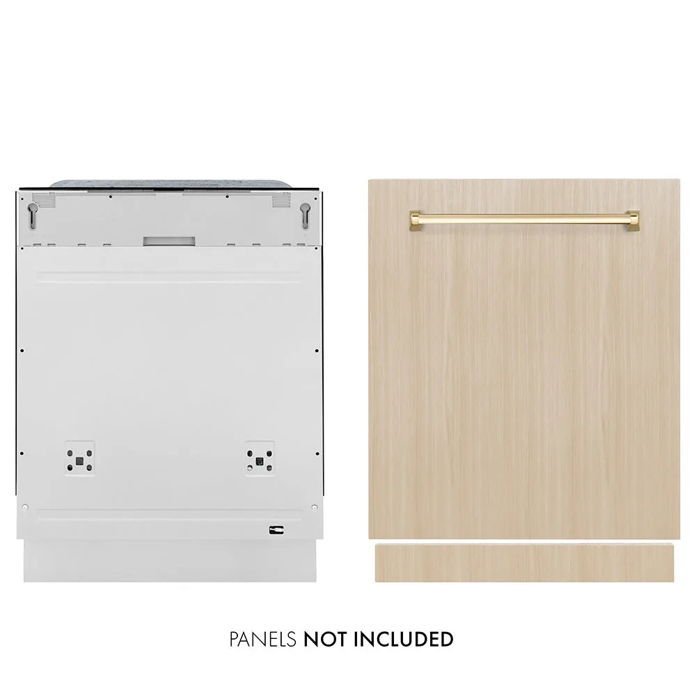ZLINE Autograph Edition 24-Inch Monument Series 3rd Rack Top Touch Control Tall Tub Dishwasher in Custom Panel Ready with Gold Handle