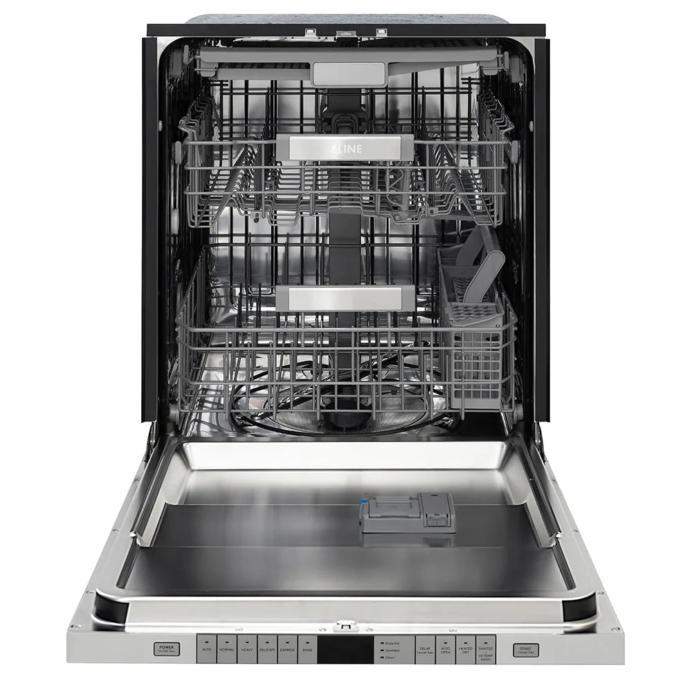 ZLINE Autograph Edition 24-Inch Monument Series 3rd Rack Top Touch Control Tall Tub Dishwasher in Custom Panel Ready with Gold Handle