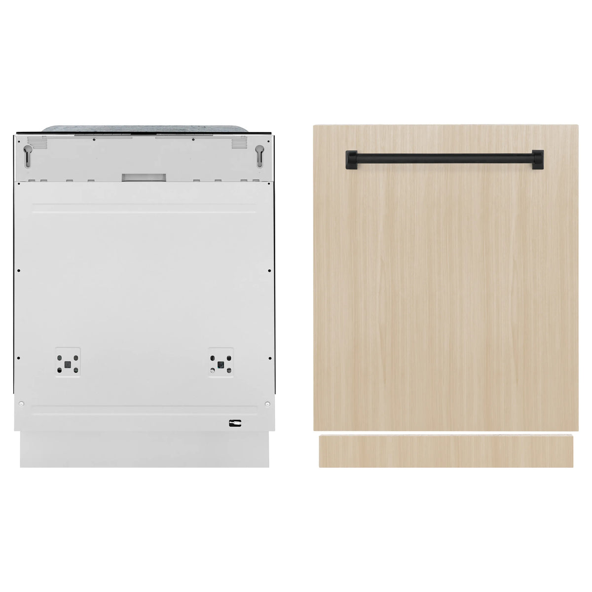 Dishwasher custom panel set with mounting frame and black handle bar