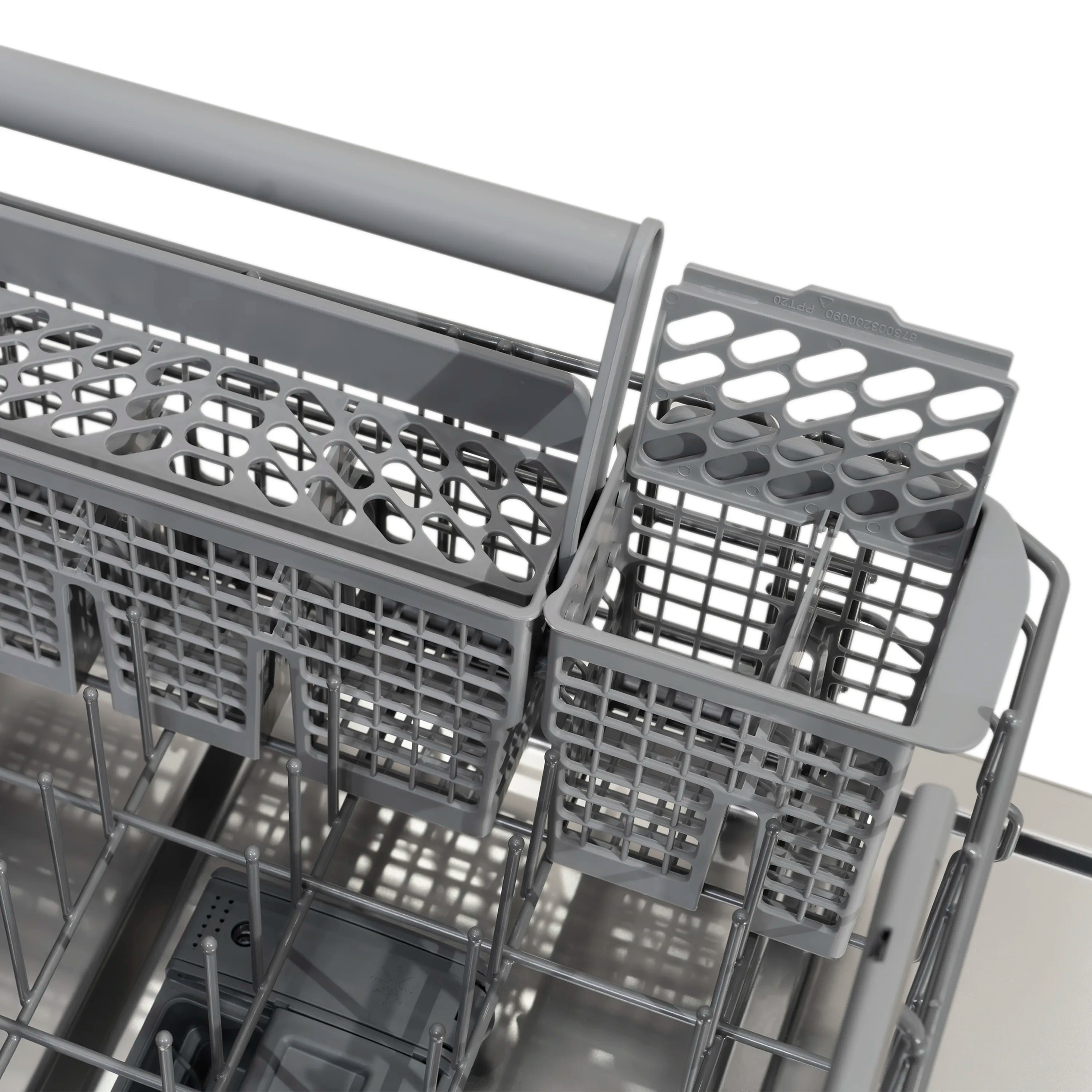 Dishwasher rack with fold-down dividers for flexible loading of plates