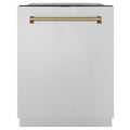 ZLINE Autograph Edition 24-Inch 3rd Rack Top Touch Control  Dishwasher in Stainless Steel with Champagne Bronze Handle, 44 dBa (DWMTZ-304-24-CB)