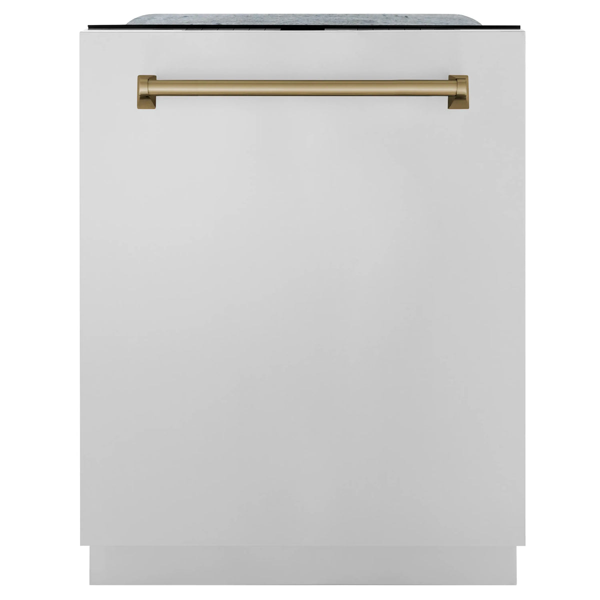 ZLINE 4-Piece Appliance Package - 48-Inch Classic Dual Fuel Range, Refrigerator, Dishwasher, and 24-Inch Microwave Drawer in Stainless Steel with Champagne Bronze Accents