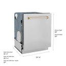 ZLINE Autograph Edition 24-Inch 3rd Rack Top Touch Control  Dishwasher in Stainless Steel with Gold Handle, 45 dBa (DWMTZ-304-24-G)
