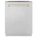 ZLINE Autograph Edition 24-Inch 3rd Rack Top Touch Control  Dishwasher in Stainless Steel with Gold Handle, 44 dBa (DWMTZ-304-24-G)