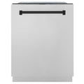 ZLINE Autograph Edition 24-Inch 3rd Rack Top Control Tall Tub Dishwasher in Stainless Steel with Matte Black Handle, 44 dBa (DWMTZ-304-24-MB)