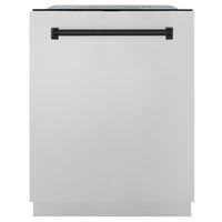 ZLINE Autograph Edition 24-Inch 3rd Rack Top Control Tall Tub Dishwasher in Stainless Steel with Matte Black Handle, 45 dBa (DWMTZ-304-24-MB)