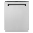 ZLINE Autograph Edition 24-Inch 3rd Rack Top Control Tall Tub Dishwasher in Stainless Steel with Matte Black Handle, 45 dBa (DWMTZ-304-24-MB)