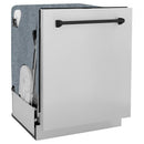 ZLINE Autograph Edition 24-Inch 3rd Rack Top Control Tall Tub Dishwasher in Stainless Steel with Matte Black Handle, 45 dBa (DWMTZ-304-24-MB)