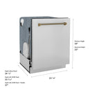 ZLINE Autograph 24-Inch Monument 3rd Rack Dishwasher with Champagne Bronze Helix Handle, 45dBa (DWMTZ-30424-KCB)