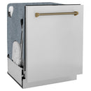 ZLINE Autograph 24-Inch Monument 3rd Rack Dishwasher with Champagne Bronze Helix Handle, 45dBa (DWMTZ-30424-KCB)