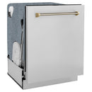 ZLINE Autograph 24-Inch Monument 3rd Rack Dishwasher with Polished Nickel Helix Handle, 45dBa (DWMTZ-30424-KPN)