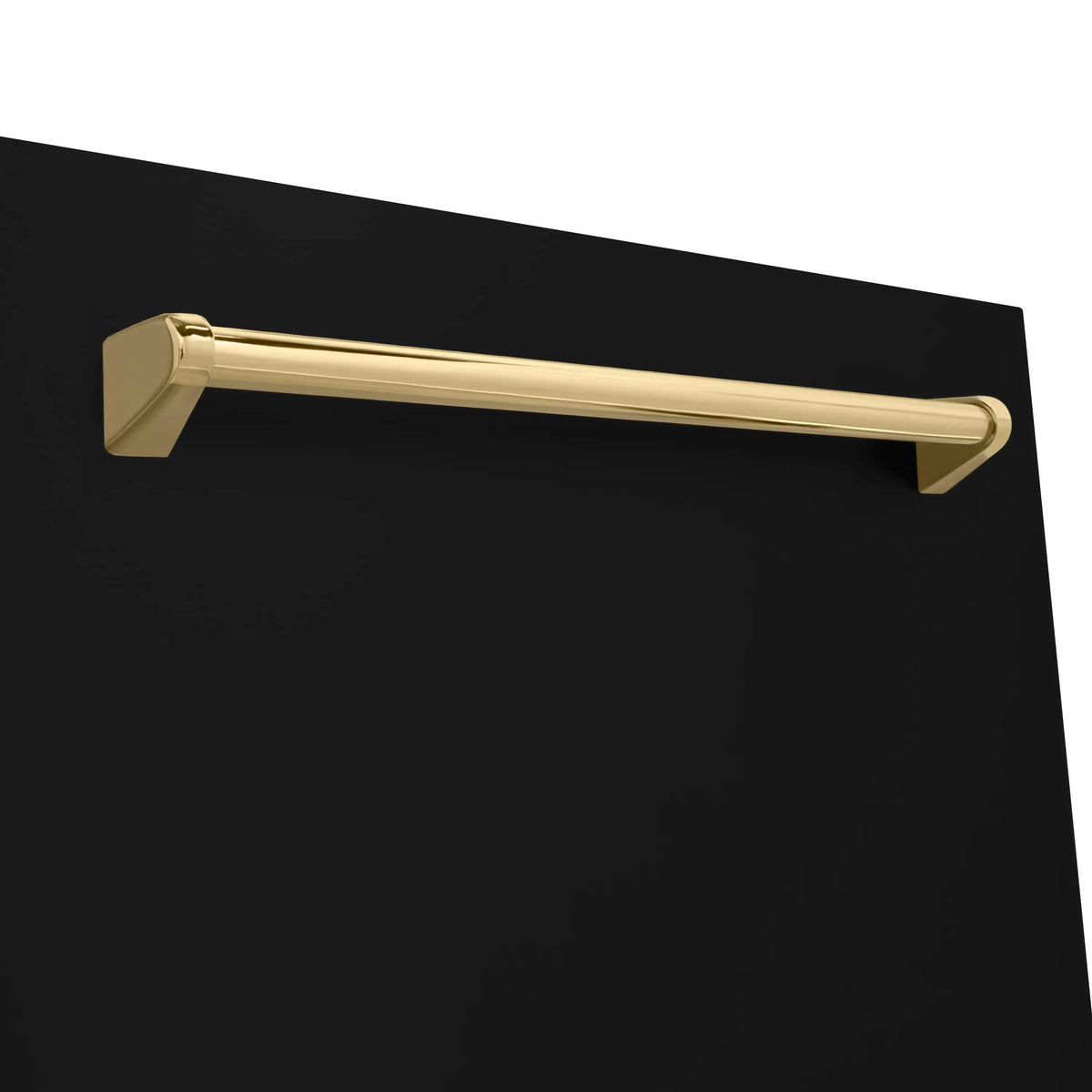 Matte black dishwasher door handle with polished gold bar
