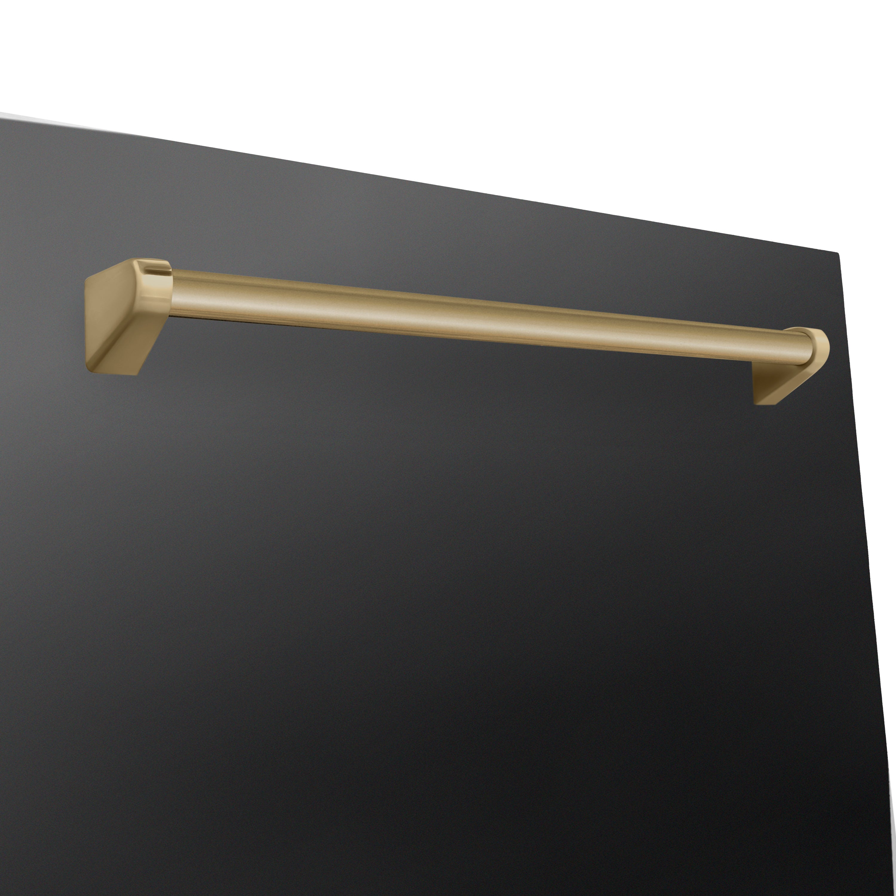 ZLINE dishwasher door handle, champagne bronze bar on dark black front panel