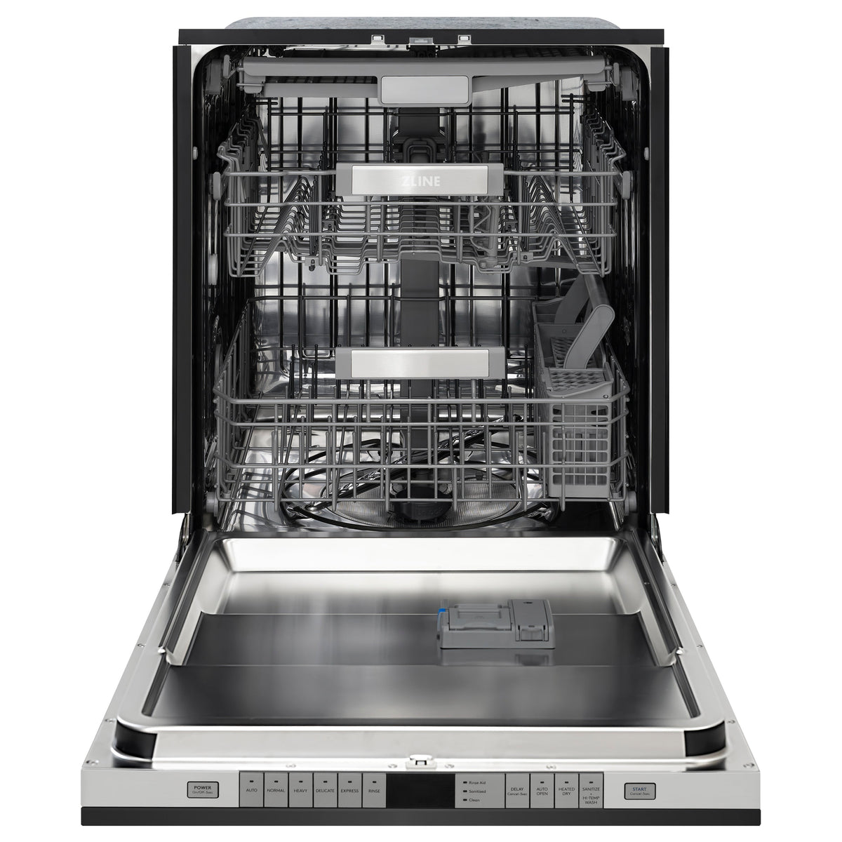 ZLINE Autograph Edition 24-Inch 3rd Rack Top Touch Control  Dishwasher in Black Stainless Steel with Champagne Bronze Handle, 44 dBa (DWMTZ-BS-24-CB)