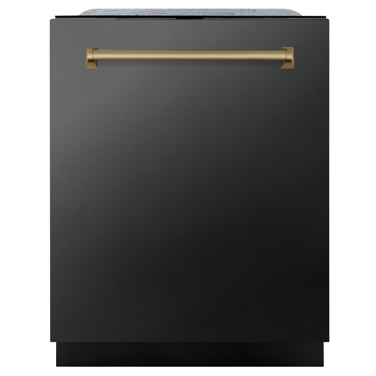 ZLINE 4-Piece Appliance Package - 36-Inch Classic Gas Range, Refrigerator, Dishwasher, and 24-Inch Microwave Drawer in Black Stainless Steel with Champagne Bronze Accents