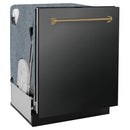 ZLINE Autograph 24-Inch Monument Dishwasher in Black Stainless Steel with Champagne Bronze Helix Handle, 45dBa (DWMTZ-BS-24-KCB)