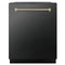 ZLINE Autograph 24-Inch Monument Dishwasher in Black Stainless Steel with Polished Gold Helix Handle, 45dBa (DWMTZ-BS-24-KG)