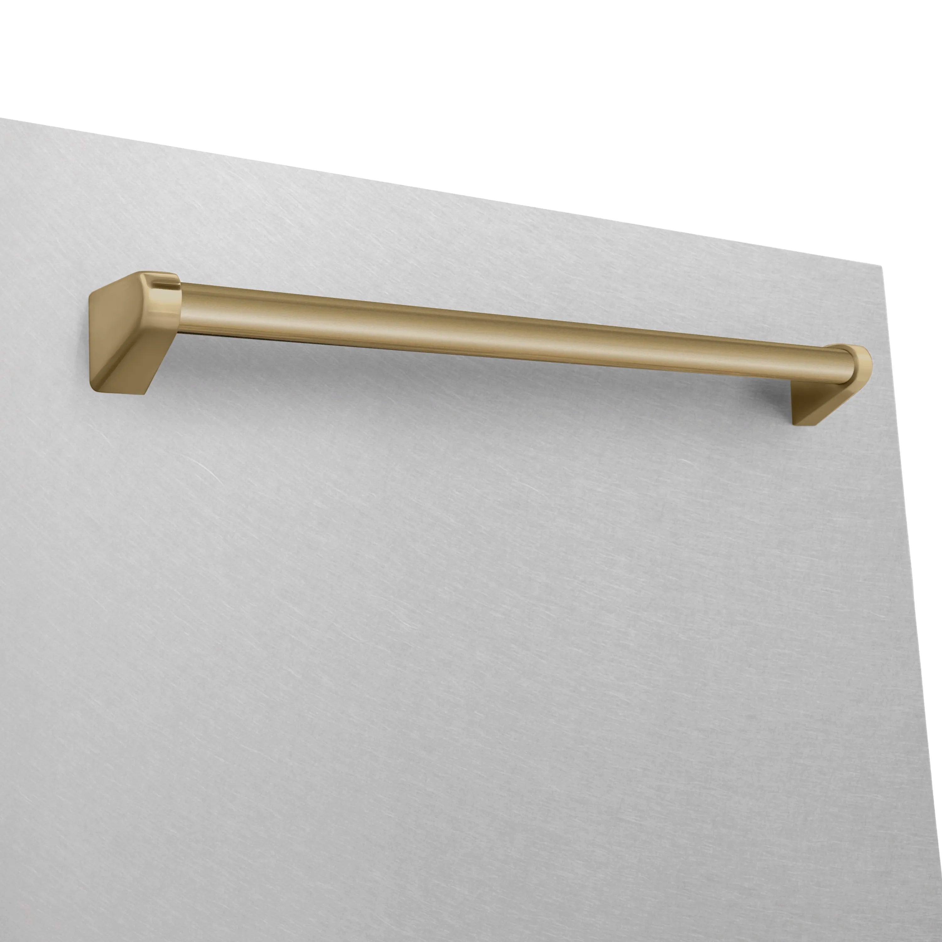 Champagne bronze dishwasher handle on satin stainless steel door