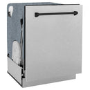 ZLINE Autograph Edition 24-Inch 3rd Rack Top Control Tall Tub Dishwasher in Satin Stainless Steel with Matte Black Handle, 45 dBa (DWMTZ-SN-24-MB)