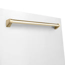 ZLINE Autograph Edition 24-Inch 3rd Rack Top Touch Control  Dishwasher in White Matte with Gold Handle, 45 dBa (DWMTZ-WM-24-G)