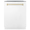 ZLINE Autograph Edition 24-Inch 3rd Rack Top Touch Control  Dishwasher in White Matte with Gold Handle, 45 dBa (DWMTZ-WM-24-G)