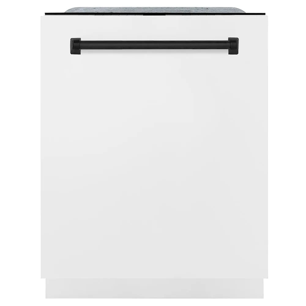 ZLINE Autograph Edition 24-Inch 3rd Rack Top Control Tall Tub Dishwasher in White Matte with Matte Black Handle, 44 dBa