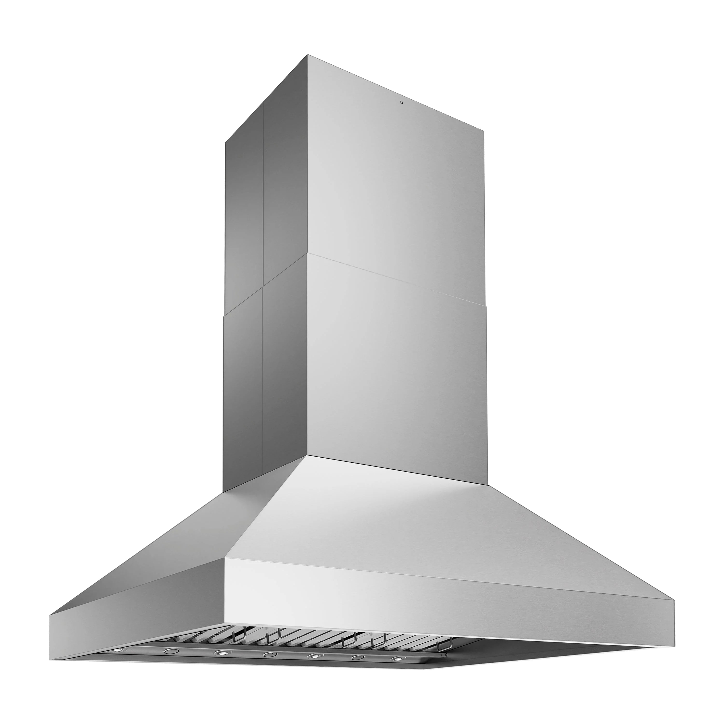 Stainless outdoor grill hood canopy with internal baffle for smoke capture