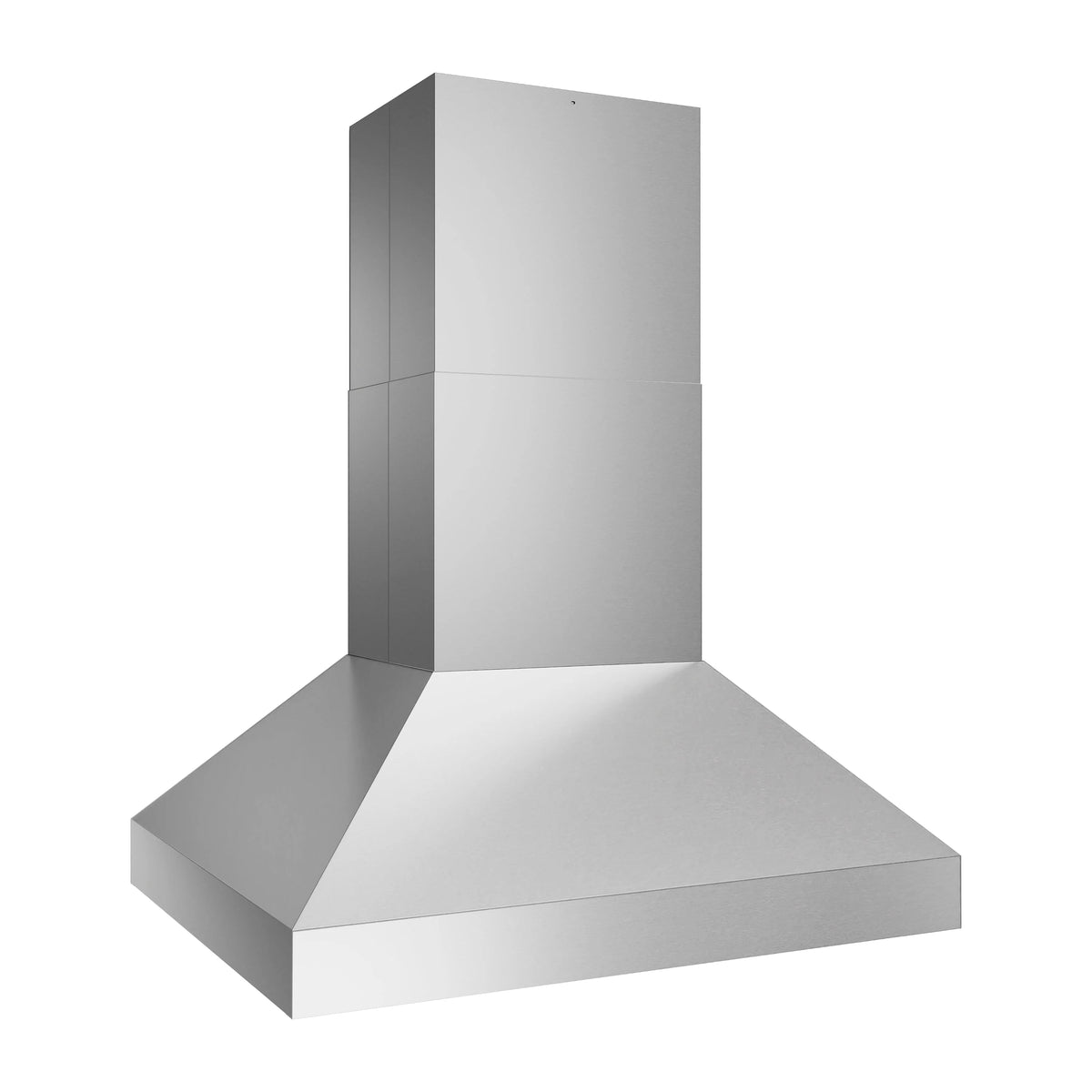 Stainless outdoor grill hood chimney and wide canopy with streamlined shape