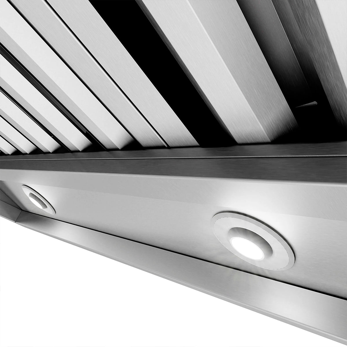 Stainless steel outdoor grill hood with oval recessed LED light on front