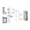 ZLINE 2-Piece 36-Inch Chimney Extensions for Island Mount Outdoor Grill Hood in Stainless Steel (2PEXT-GOi36)