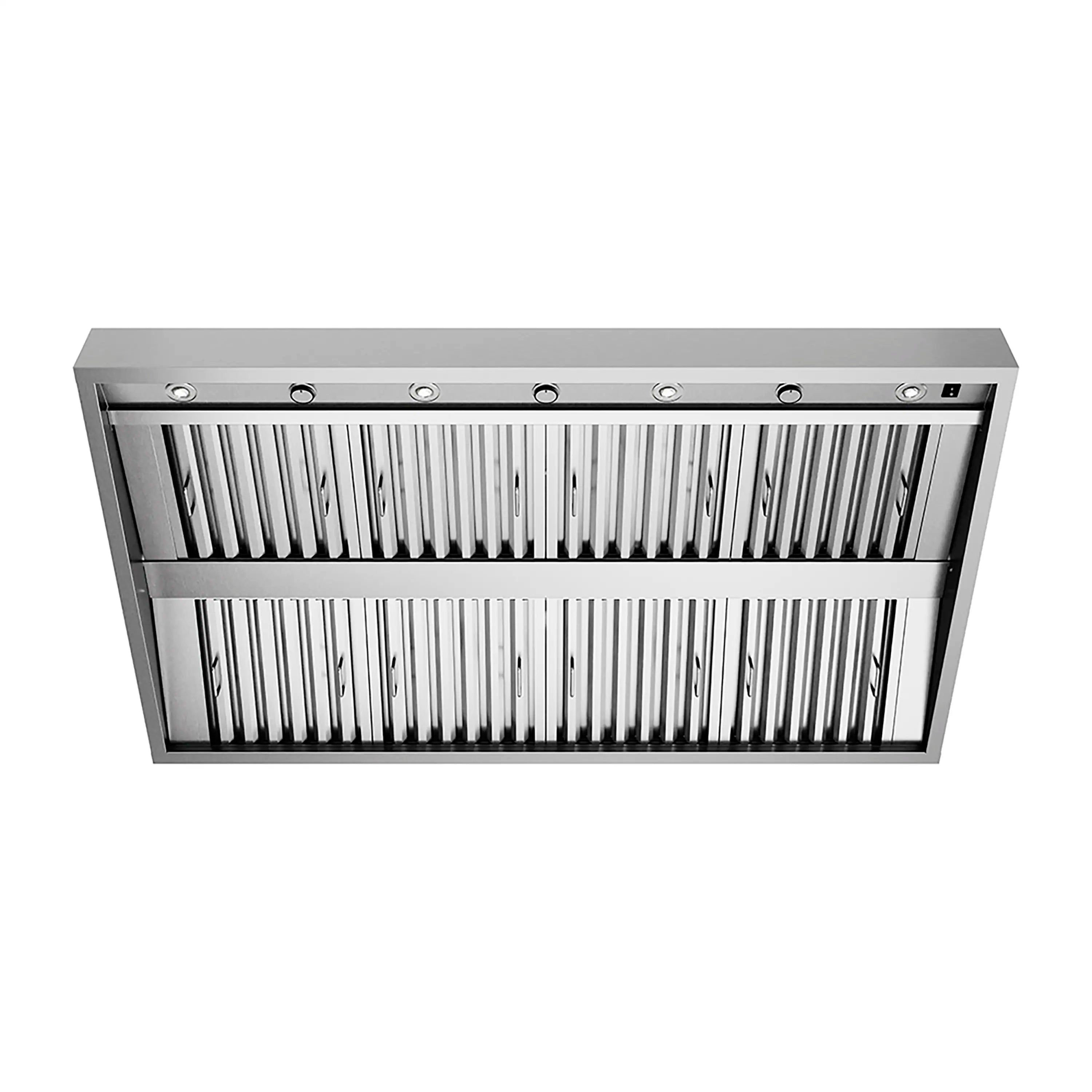 Stainless under-cabinet grill hood front vent grille with baffle filter panels
