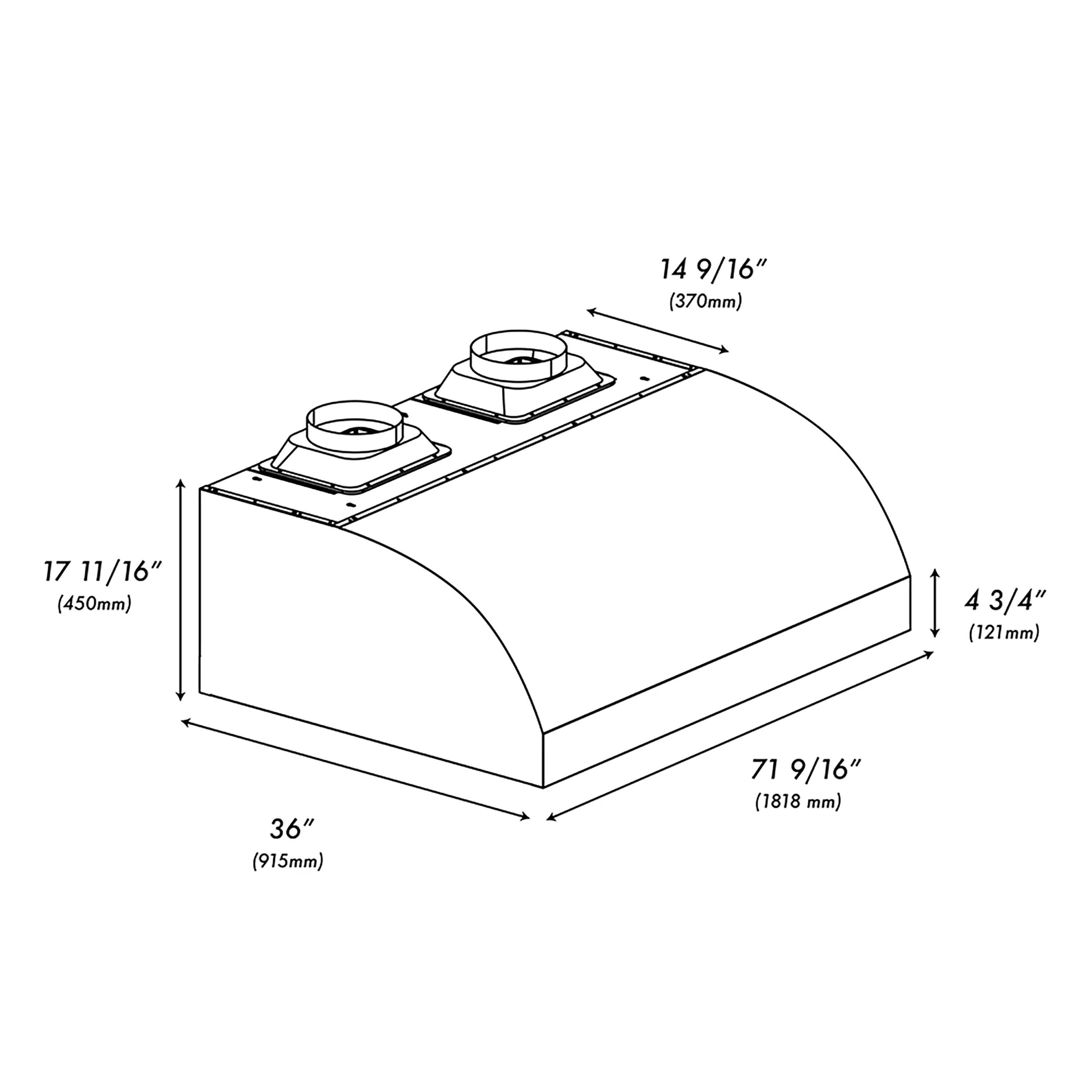 Outdoor grill hood size diagram with overall height and width measurements